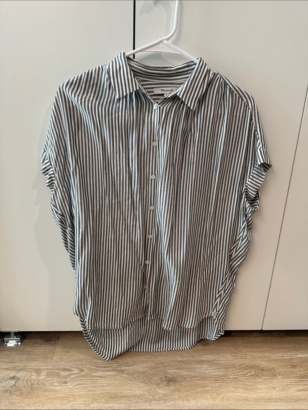 Madewell Black and White Striped Button-Up Blouse